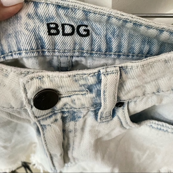 BDG Light Wash Blue Super High Rise Dolphin Cheeky Denim Shorts - Picture 5 of 9